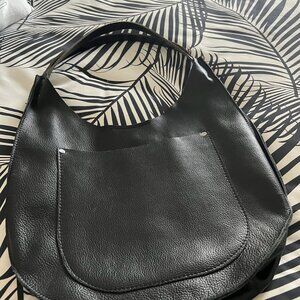 Large Handmade Black SOFT Leather Slouchy Hobo Bag with Front Pocket